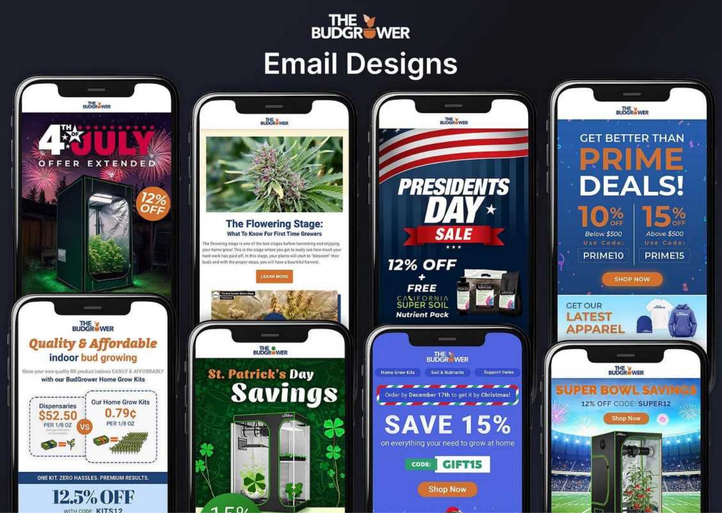 The BudGrower email campaign designs