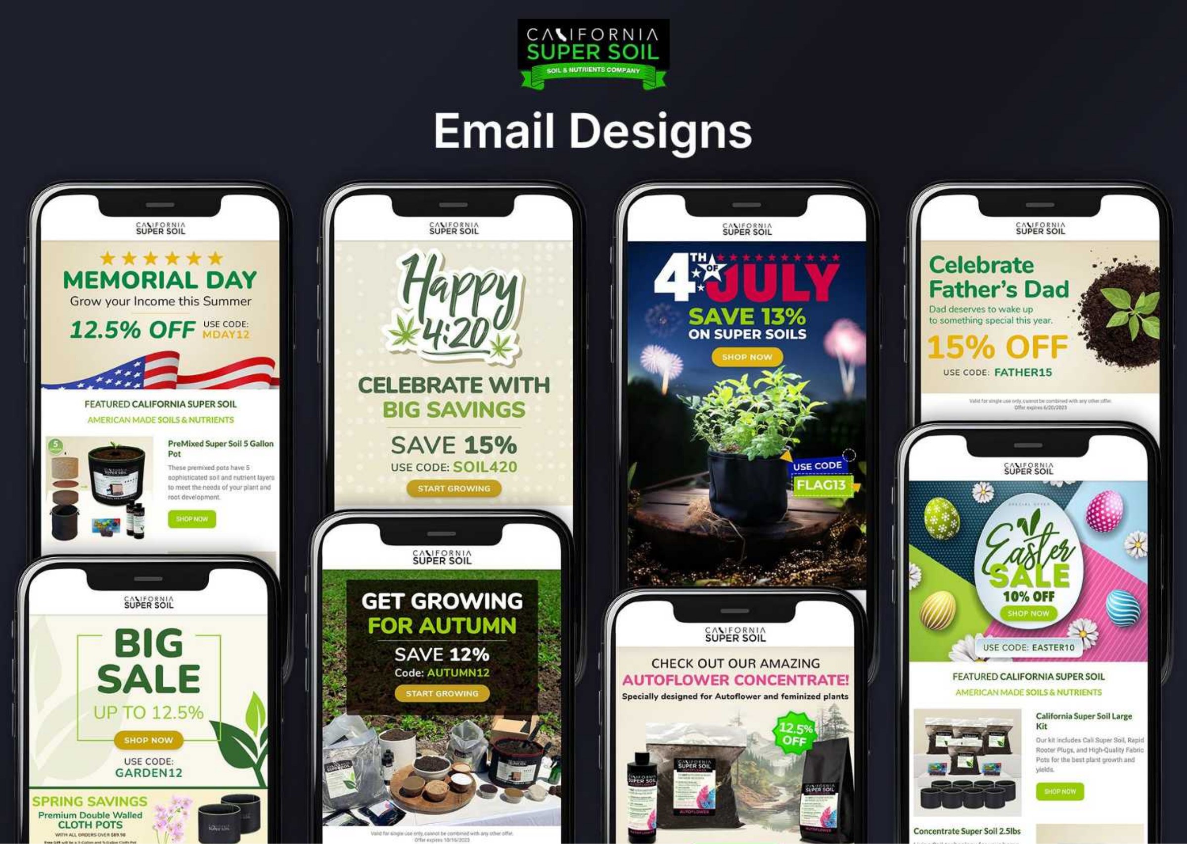 CaliSuperSoil email campaign designs